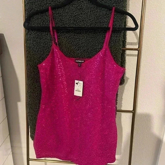 NWT Express Sequin Pink Tank - Picture 1 of 2